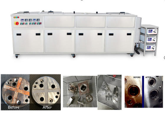 Pulizzatore ad ultrasuoni a cinque serbatoi personalizzato per la rimozione della ruggine parti di precisione 77L 135L e 264L parti serbatoi della lavatrice